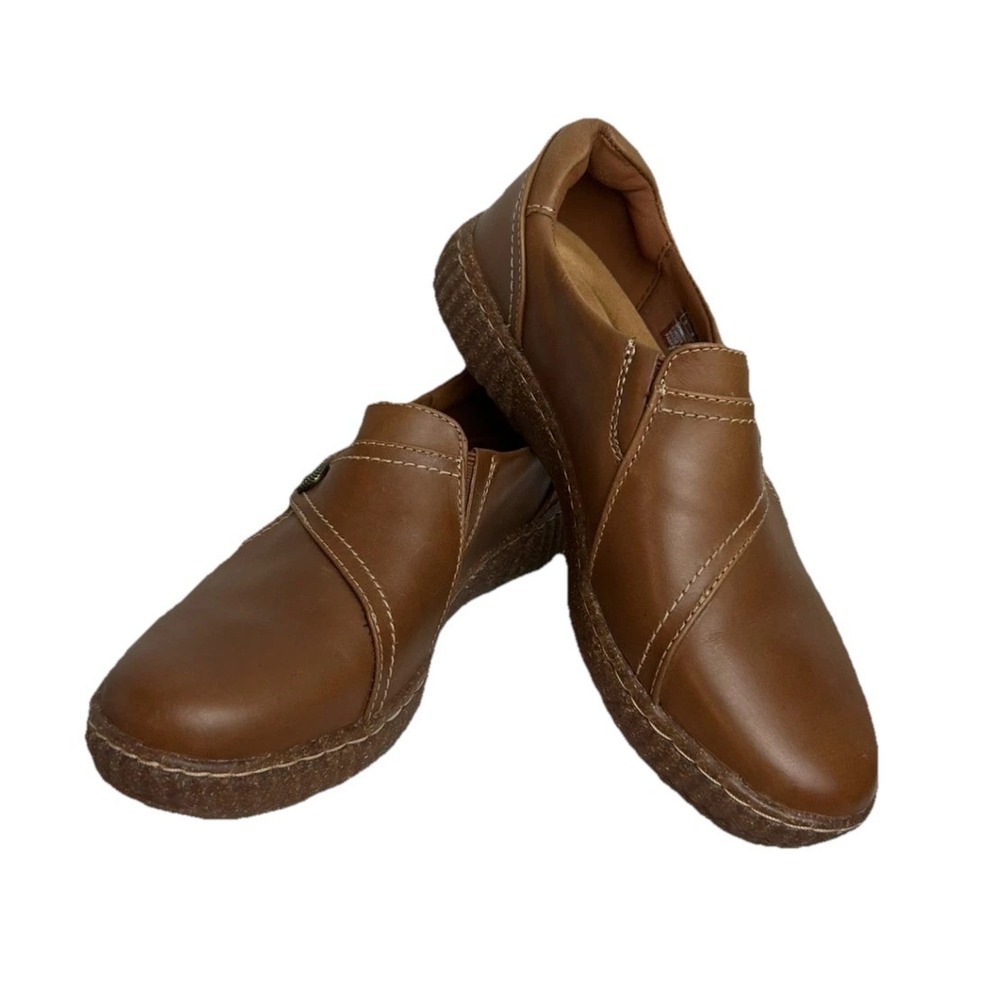 Clarks Slip On Shoes Brown Leather Comfort Casual Mules Loafers Shoes Sz 7